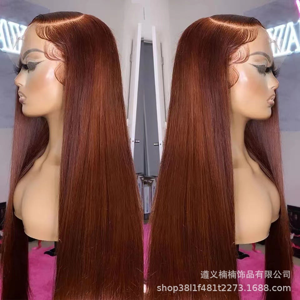 Cross border women's wig, European and American long straight hair, medium split long straight hair, synthetic hair cover manufacturer wholesale, one piece hair replacement