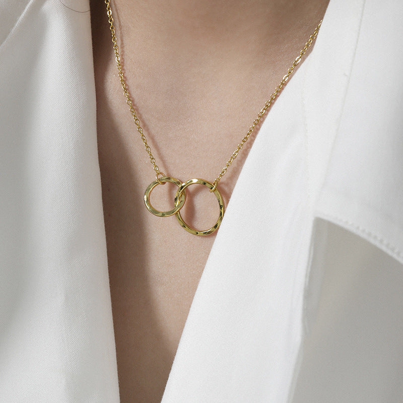 Ins minimalist irregular double ring necklace