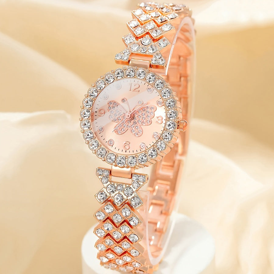 Foreign trade fashion Roman pattern diamond inlaid women's watch quartz watch bracelet women's watch manufacturer in stock dial