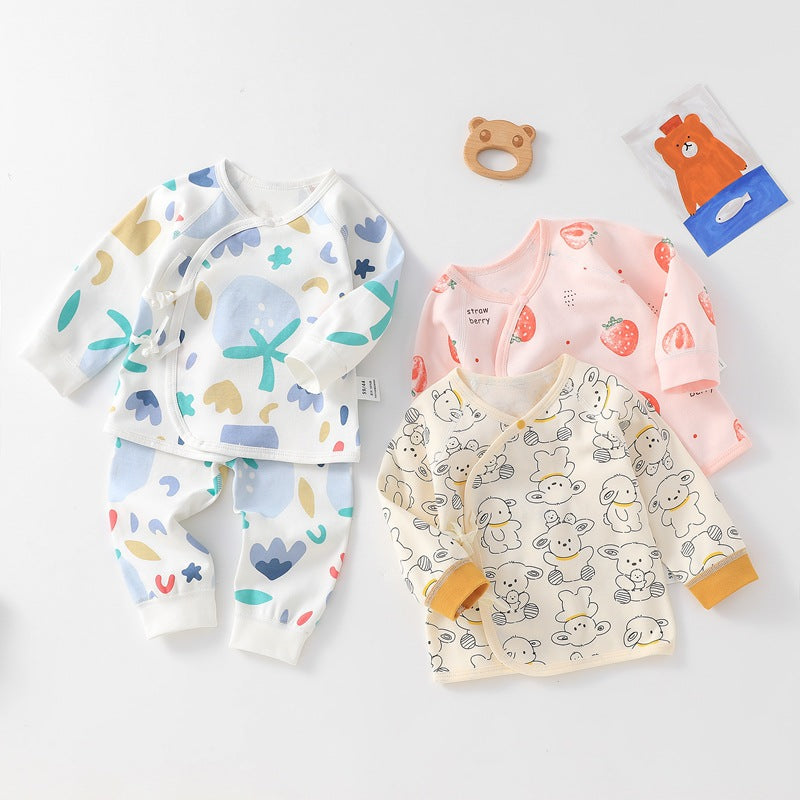 Baby underwear pure cotton spring and autumn newborn clothes baby autumn clothes autumn pants A-class monk clothes lace up underwear set