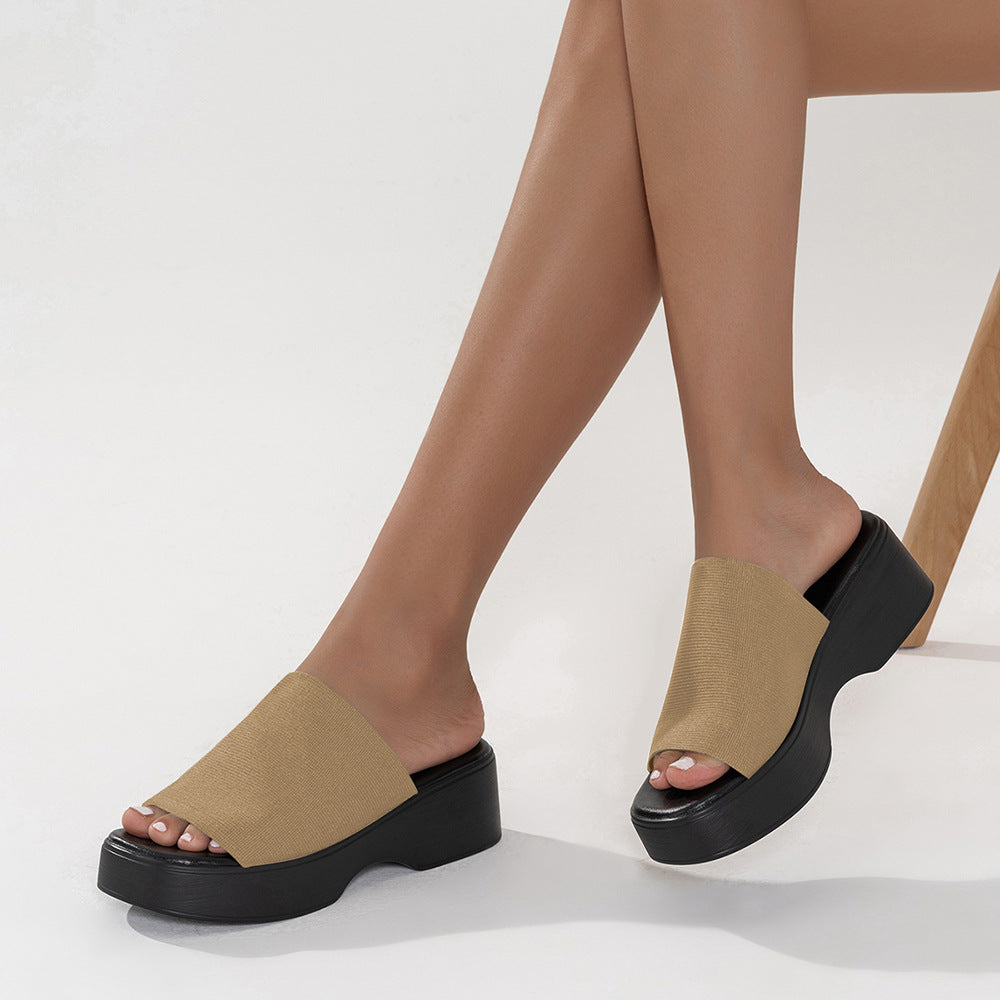 Comfortable Flying Girl slippers with thick soles and medium heels