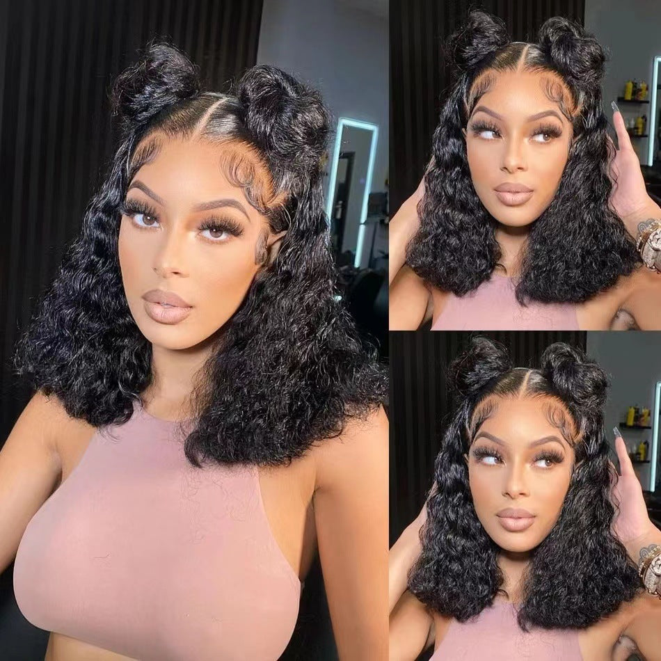 New European and American lace wig cross-border short roll lace African explosive head synthetic wig headband