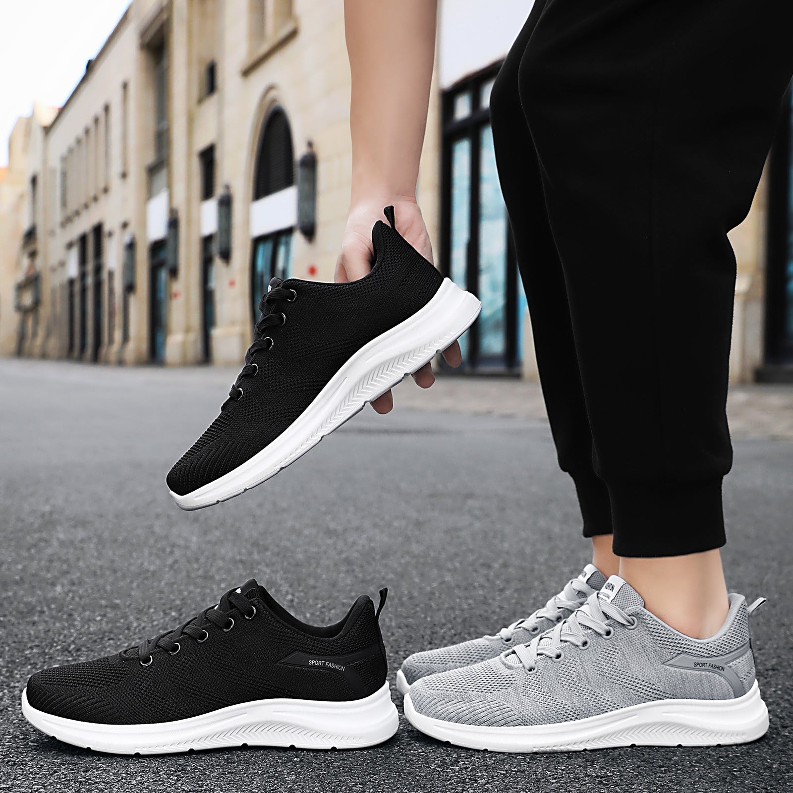 Sports shoes men's autumn new cross-border single shoe versatile casual lightweight soft sole fly woven mesh comfortable running shoes