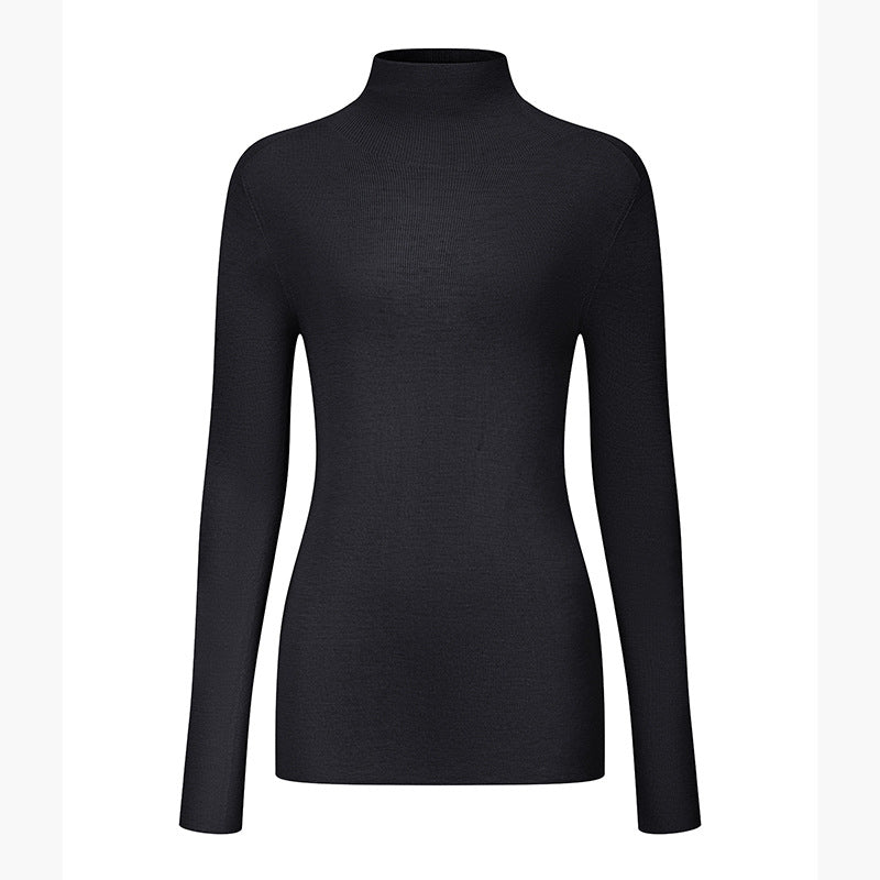 High-quality, elegant sweater, 100% wool, with a high collar and long sleeves
