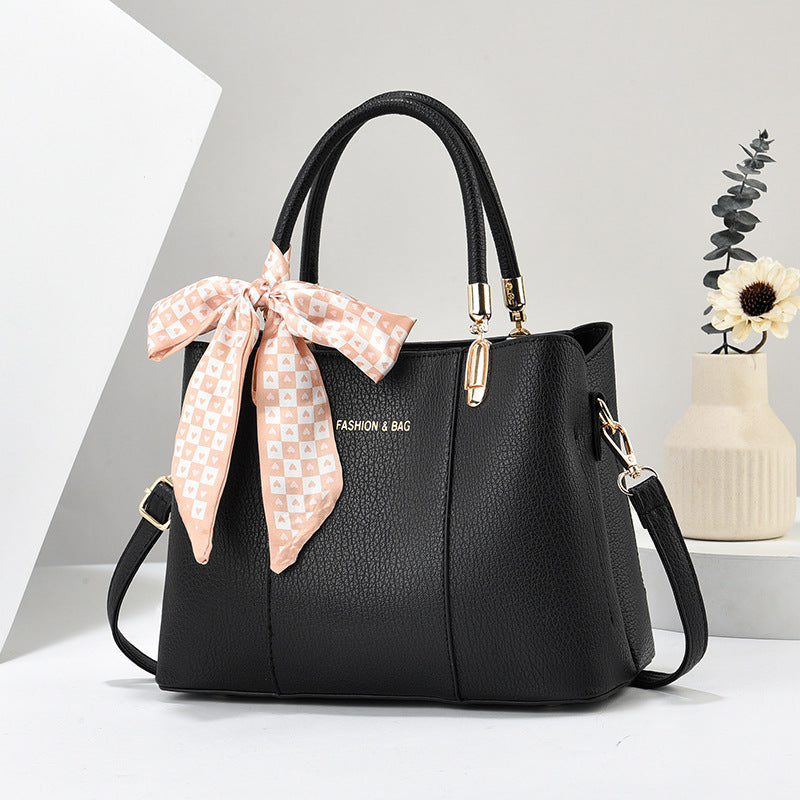 Simple women's bag 2025 new trend fashion scarf accessories mother bag soft leather solid color western-style single shoulder diagonal cross bag