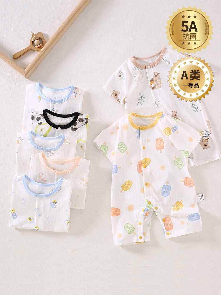 Baby jumpsuit Class A pure cotton summer thin style newborn baby clothes Ha Yi crawling clothes Anyang baby children's clothing