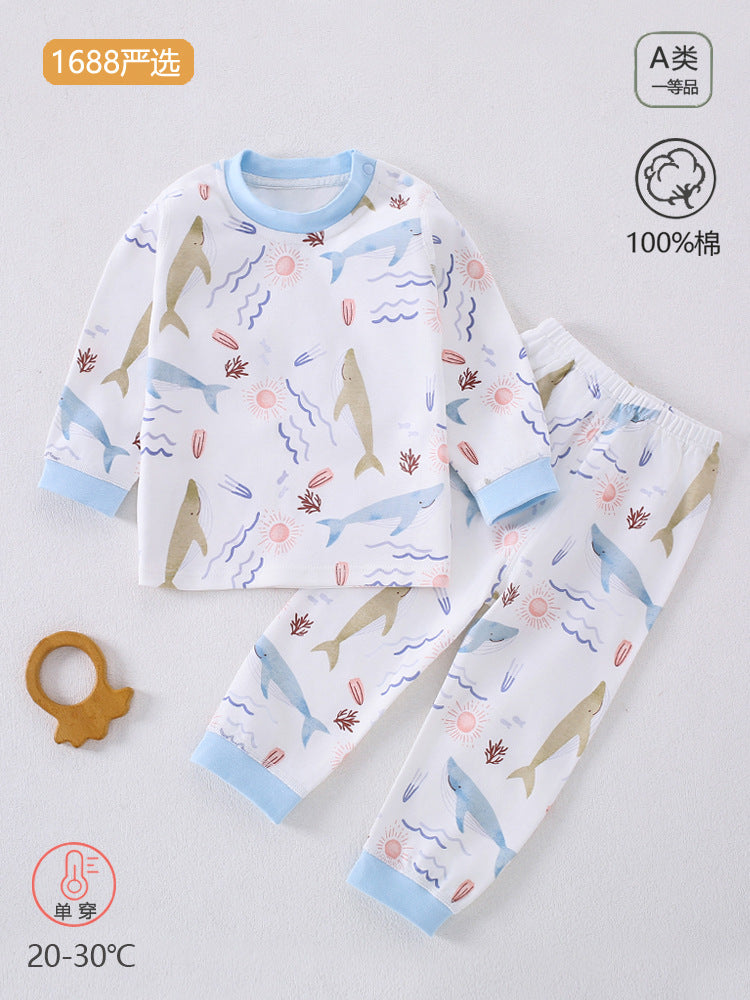 Children's autumn clothes, autumn pants, pure cotton A-class spring and autumn baby split clothes, baby pajamas, home clothes, underwear set