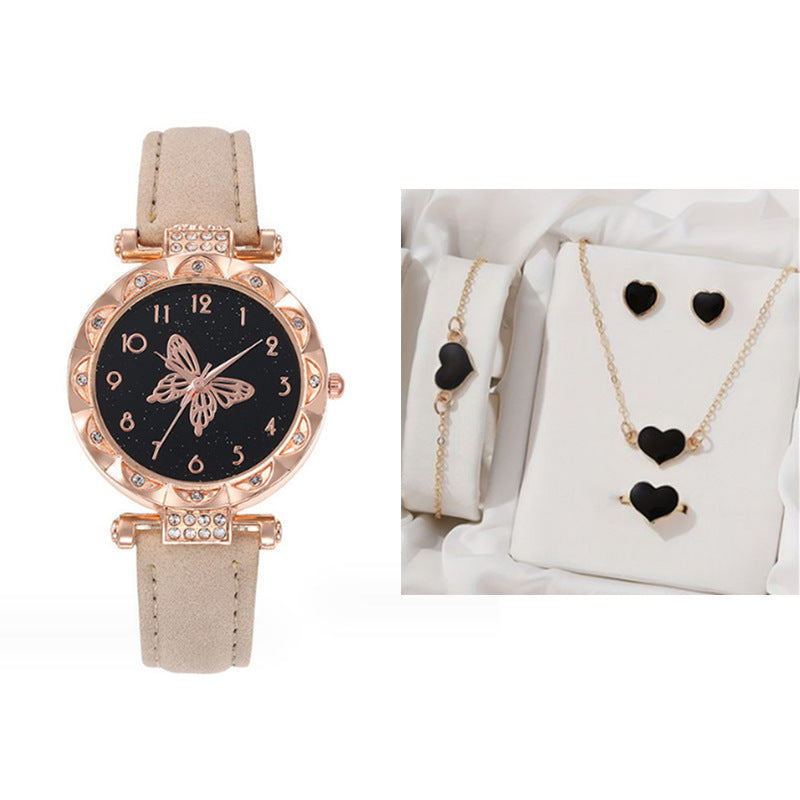 Cross border New Popular Women's Bracelet Watch Fashion Simple Butterfly Five piece Watch Set