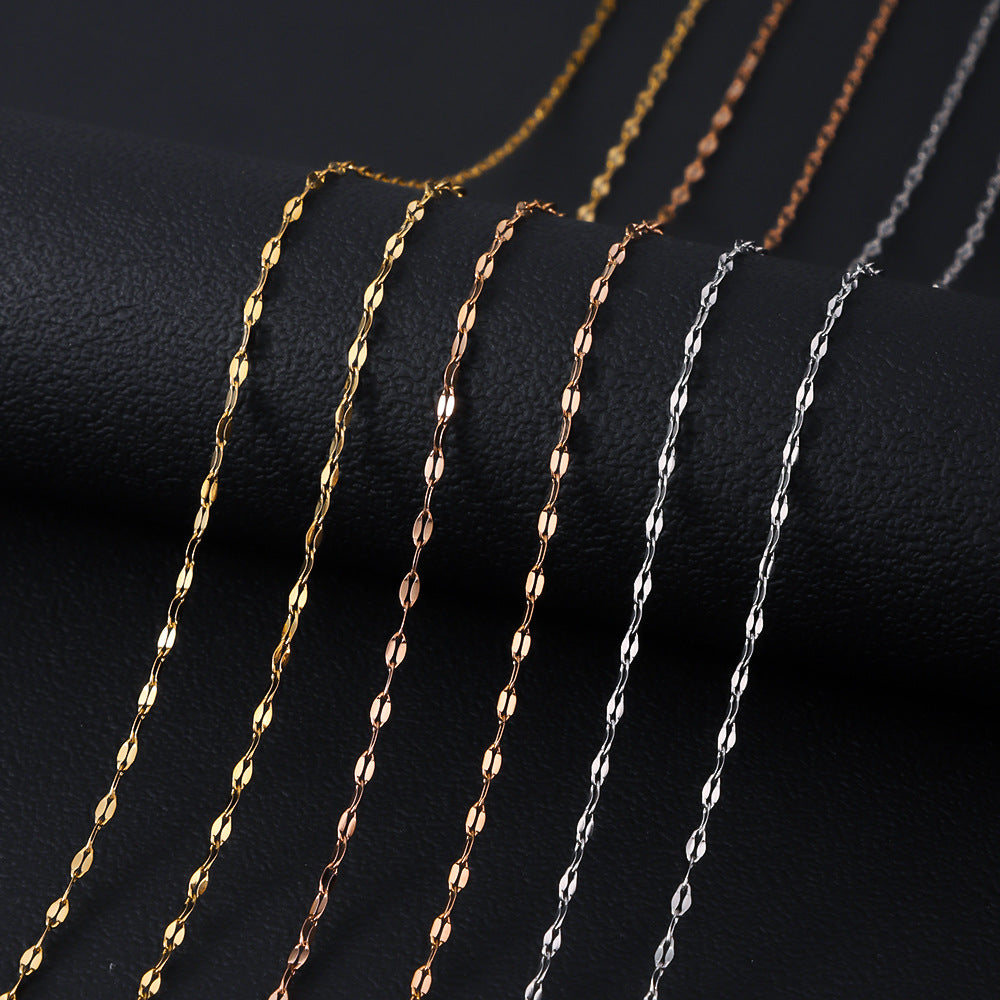 Stainless steel lip chain, snowflake chain, collarbone chain, floral chain, and long tail chain, women's titanium steel lip necklace