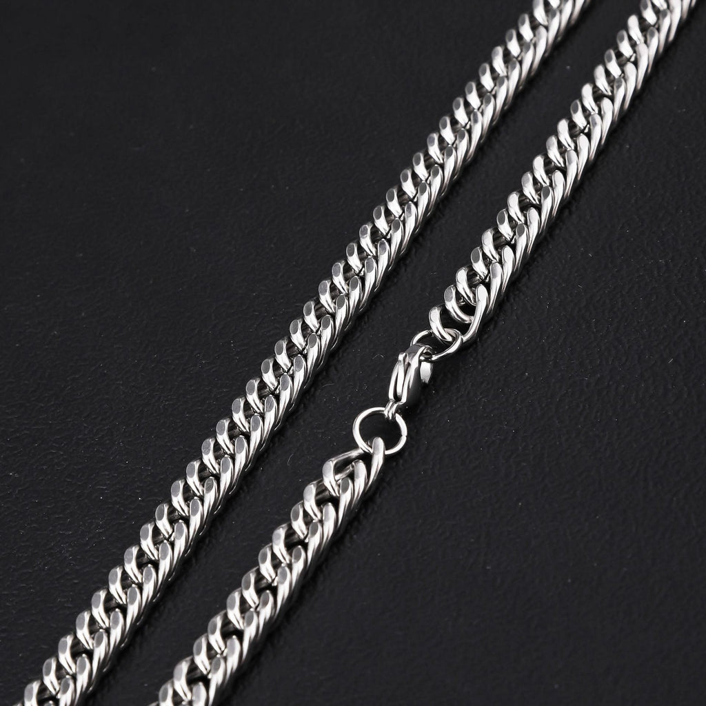 Stainless steel double woven four sided ground necklace, cross-border men's hip-hop trend, Cuban necklace, non fading titanium steel bracelet