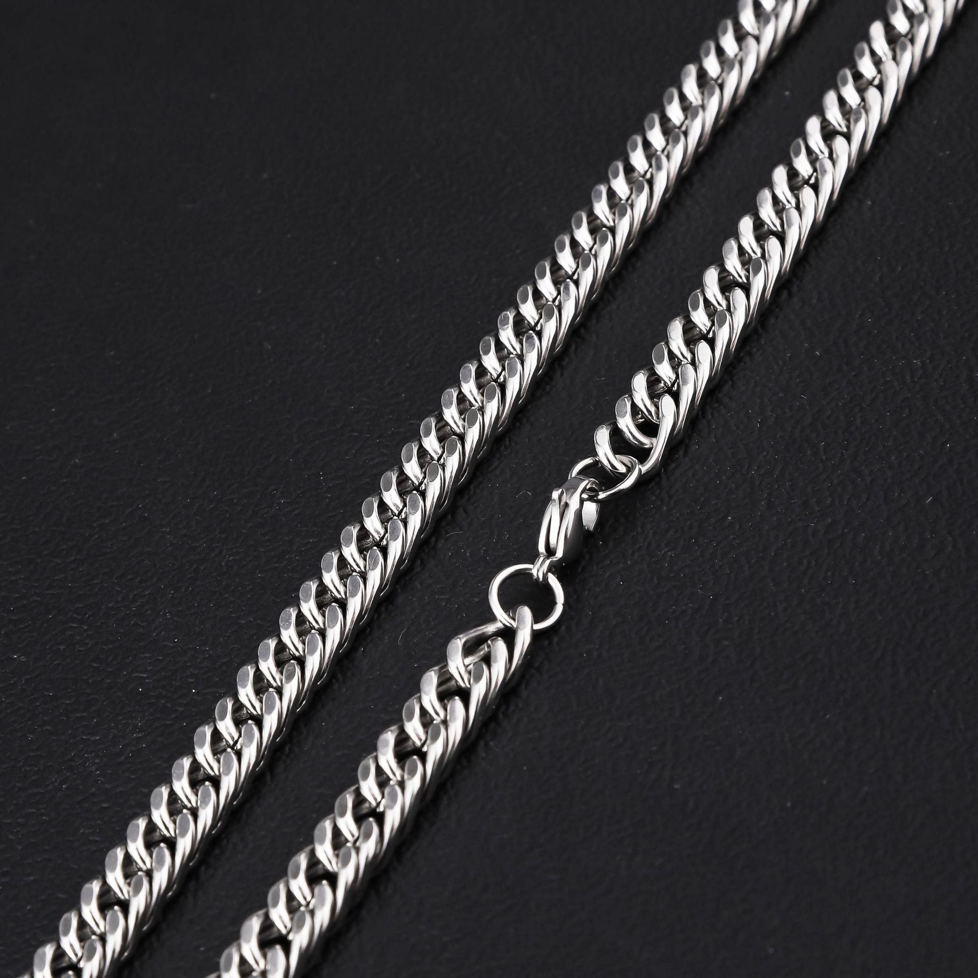 Stainless steel double woven four sided ground necklace, cross-border men's hip-hop trend, Cuban necklace, non fading titanium steel bracelet