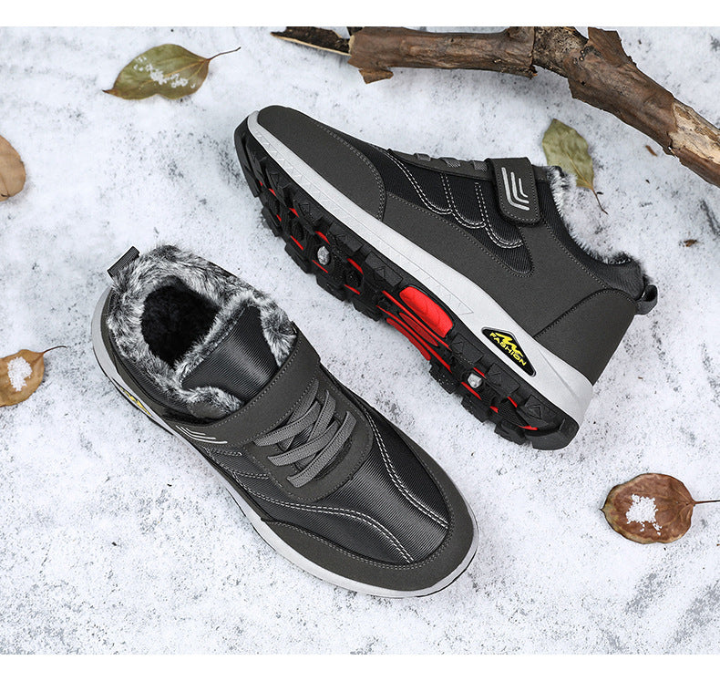Men's cotton shoes, winter new hiking shoes, warm hiking shoes, hair replacement with thick velvet Velcro snow boots