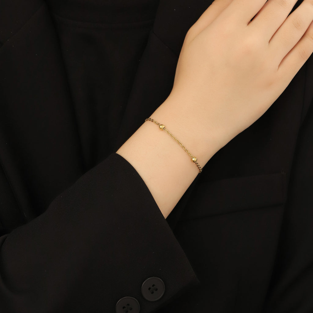 Stainless steel cross clip bead necklace bracelet set for women's fashionable collarbone necklace, elegant and versatile titanium steel bracelet