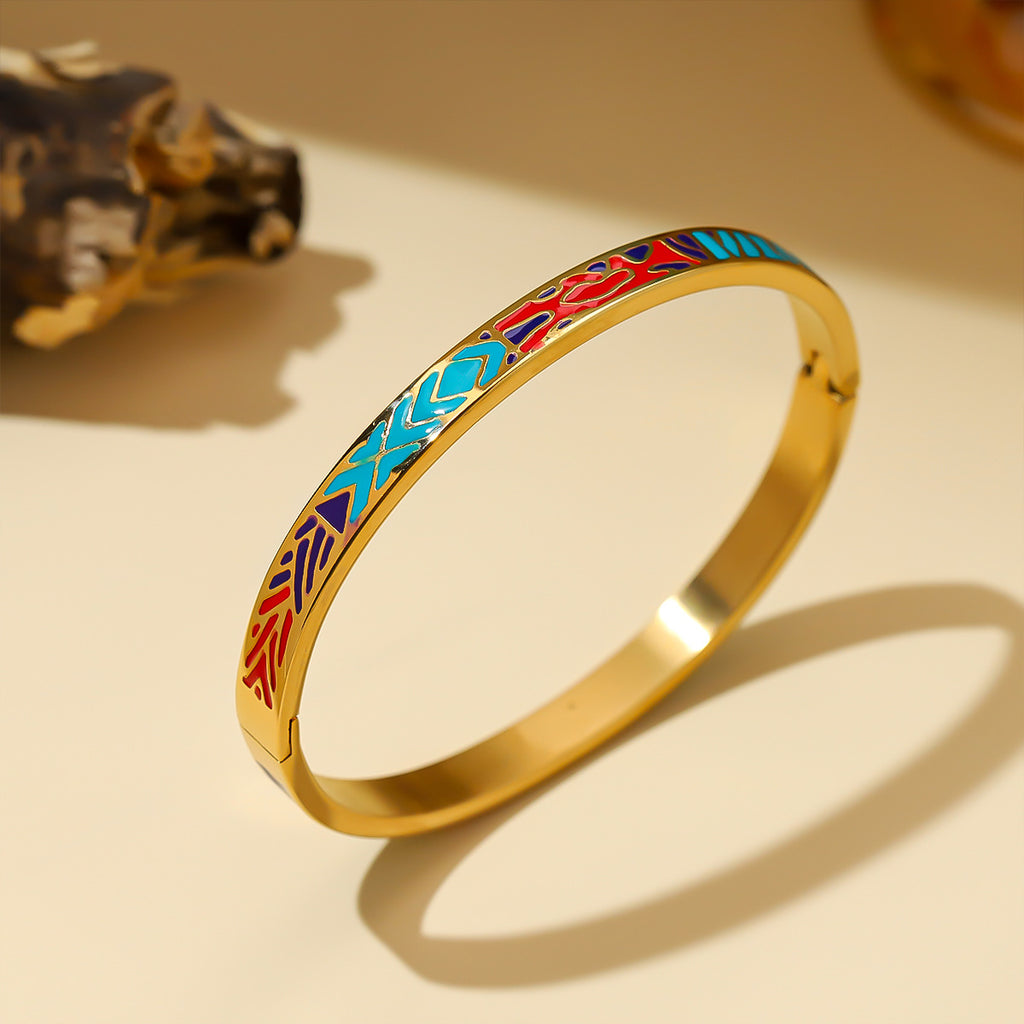 Hot selling stainless steel bracelets, painted enamel plated 18K gold, fashionable women's stainless steel bracelets, personalized bracelets wholesale