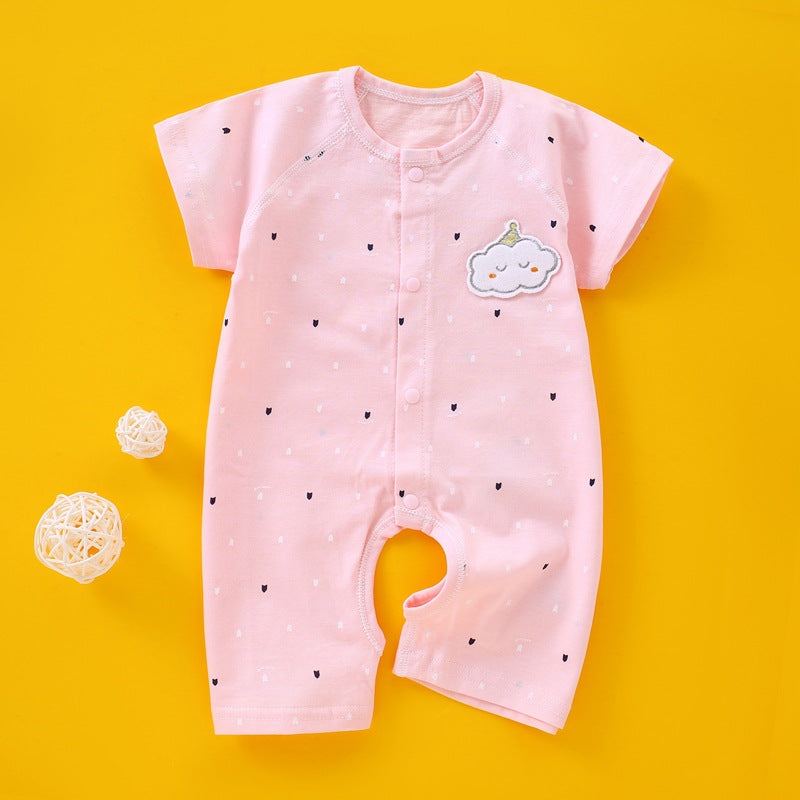 Baby jumpsuit made of pure cotton boneless A-class summer thin short sleeved newborn clothes, baby clothes, pajamas, climbing clothes