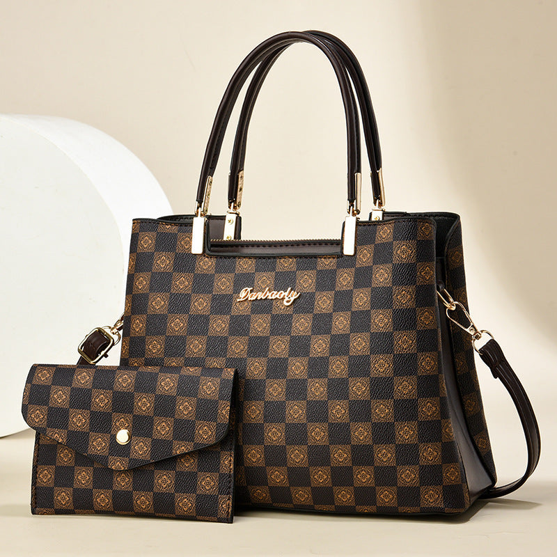 2025 popular printed tote mother bag for women, casual and practical, large capacity, middle-aged women, one shoulder hand-held bag