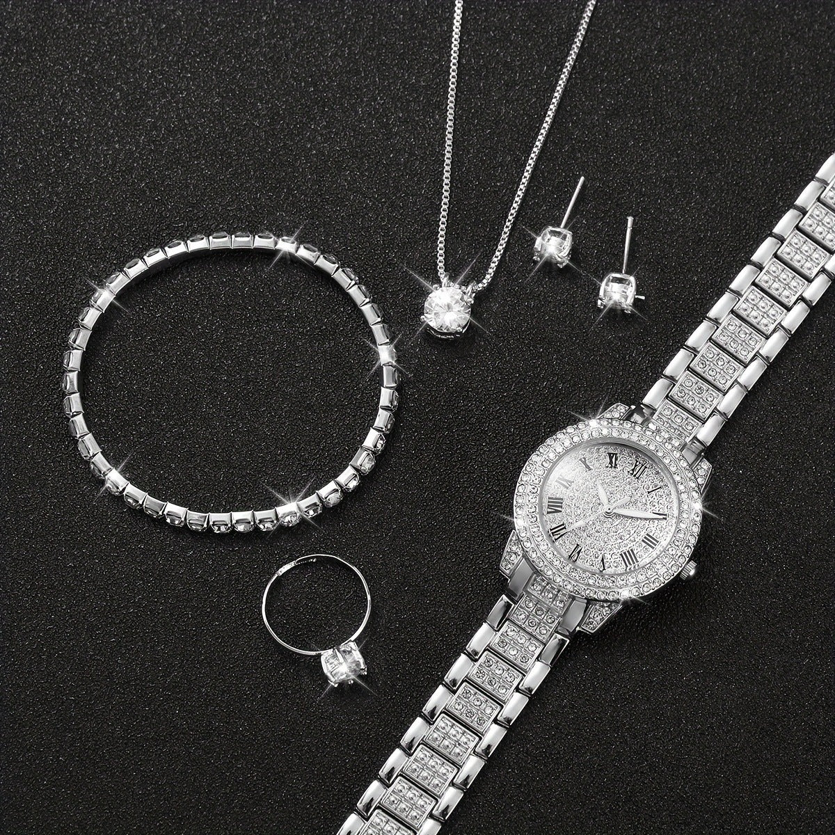 Cross border foreign trade popular full diamond casual fashion watch for women, retro Roman plate casual quartz watch manufacturer in stock