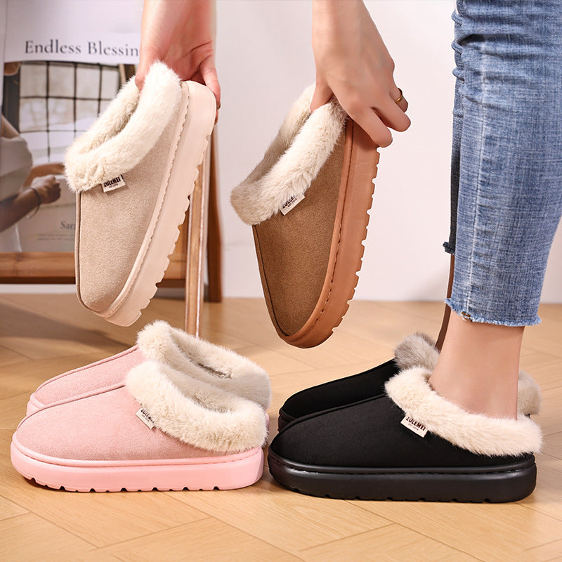 New autumn and winter cotton boots with added velvet and thick cotton shoes, fashionable and comfortable for wearing outside, women's short boots, one foot casual shoes