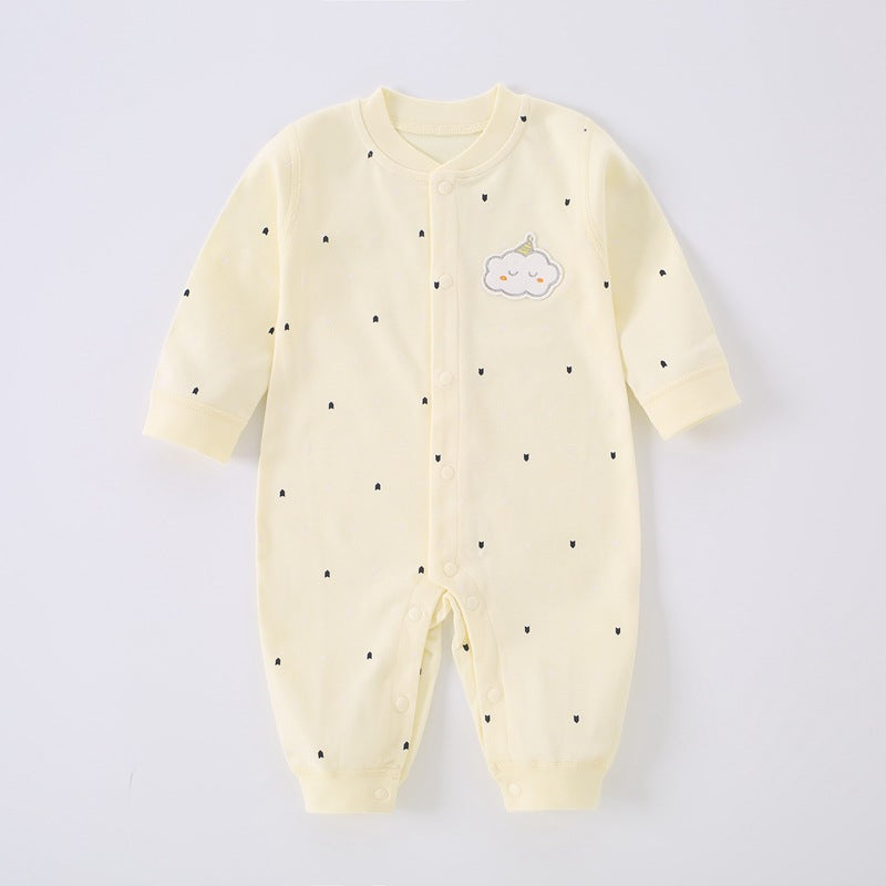 Spring and Autumn boneless newborn clothes, short sleeved pure cotton underwear, pajamas, climbing clothes, long sleeved comfortable new style