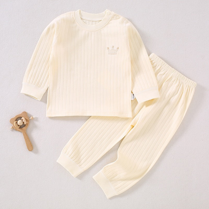 Baby clothes, children's autumn clothes, autumn pants, pure cotton A-class spring and autumn new style, 1-year-old baby pajamas, shoulder button underwear set