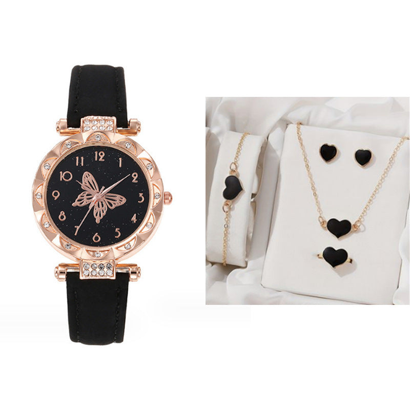 Cross border New Popular Women's Bracelet Watch Fashion Simple Butterfly Five piece Watch Set