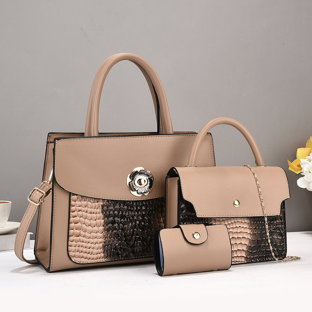 Three piece set of women's bags 2025 popular new handbag manufacturer fashion shoulder crossbody bag simple and atmospheric foreign trade