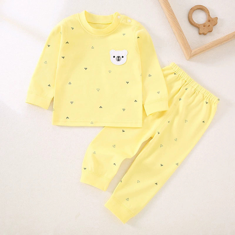 Spring and Autumn New Baby Underwear, Newborn Clothes, Pure Cotton Autumn Clothes, Autumn Pants, Head and Shoulder Buckles, Children's Set