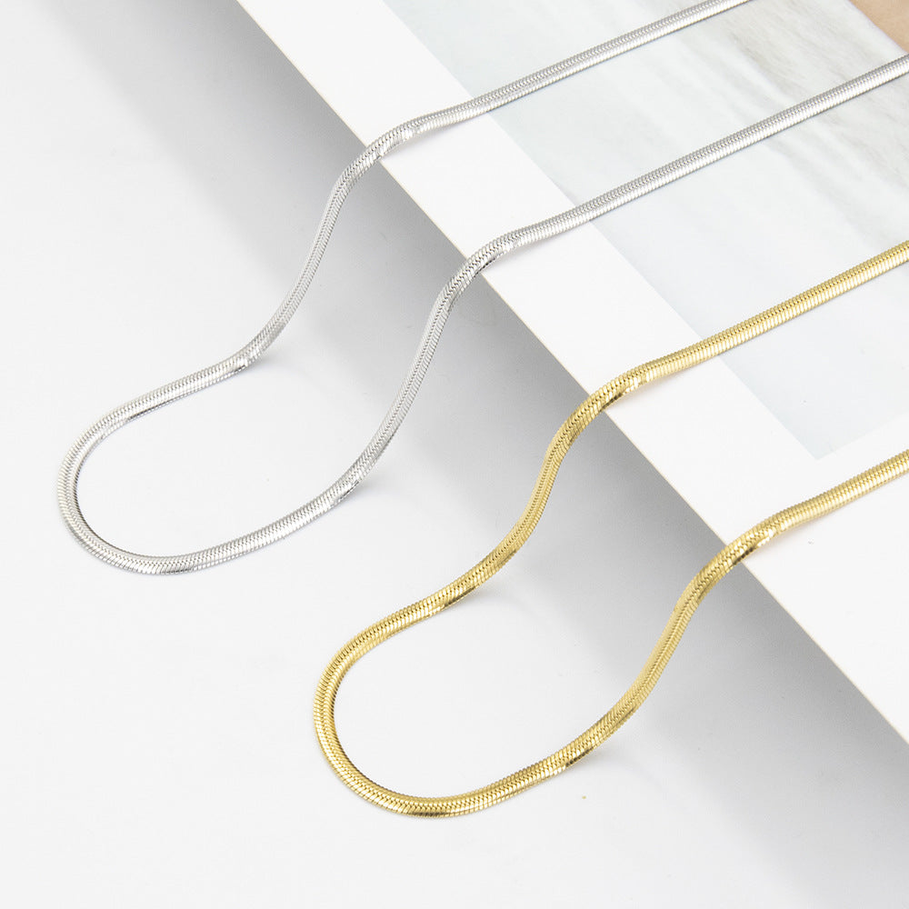 Cross border hot selling stainless steel push secret snake chain necklace, simple hip-hop personality collarbone necklace, stainless steel snake bone chain