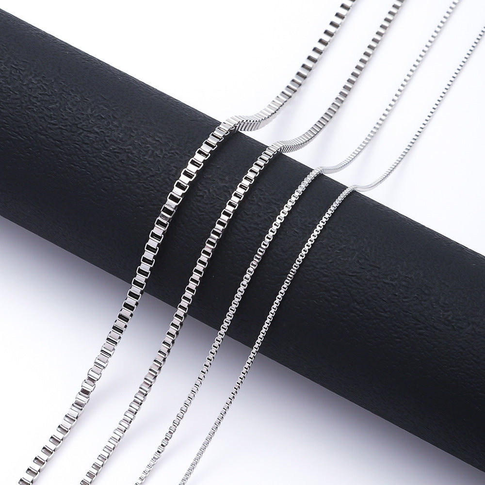 Titanium steel box chain necklace, bare chain, square chain, single chain decoration, popular in Europe and America, personalized hip-hop style, factory direct sales