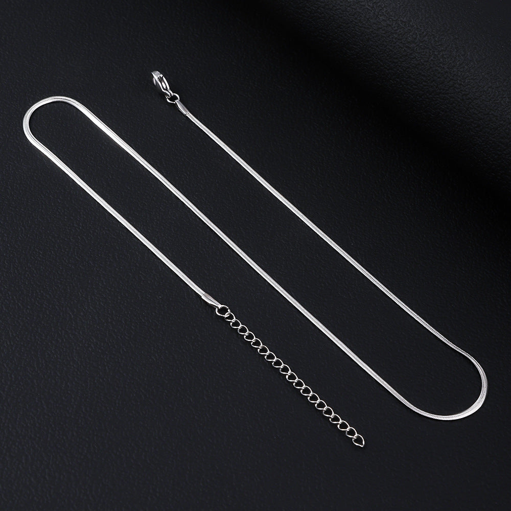Cross border stainless steel push fit necklace, simple hip-hop snake bone chain, DIY accessory chain, women's collarbone titanium steel necklace