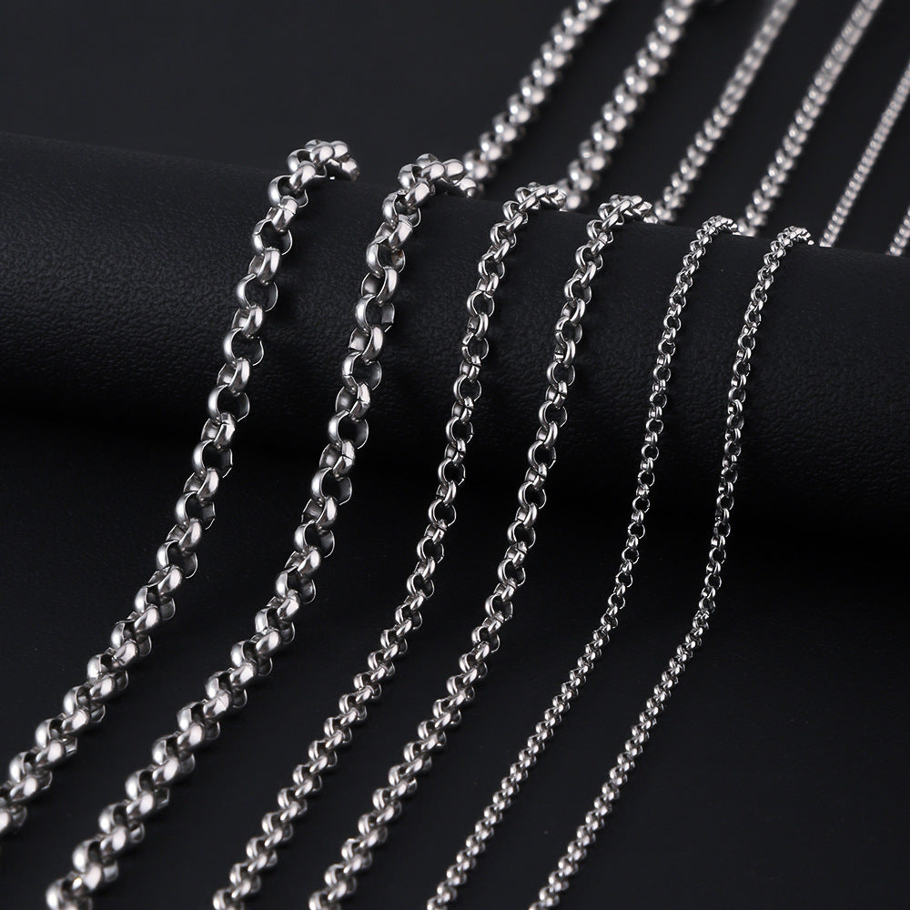 Stainless steel round pearl chain necklace men's jewelry DIY matching chain plain chain O-chain women's titanium steel bracelet