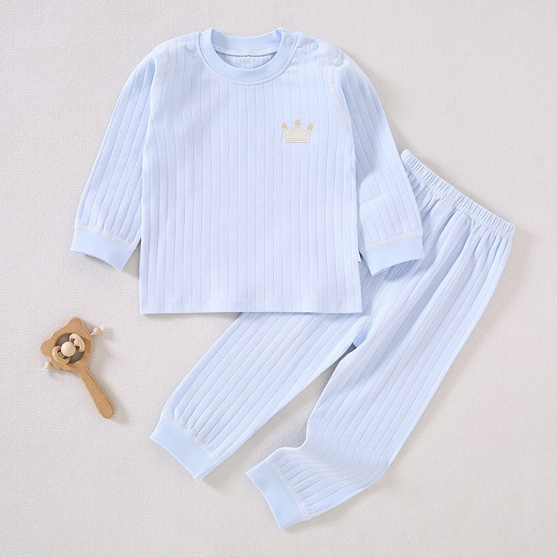 Baby clothes, children's autumn clothes, autumn pants, pure cotton A-class spring and autumn new style, 1-year-old baby pajamas, shoulder button underwear set