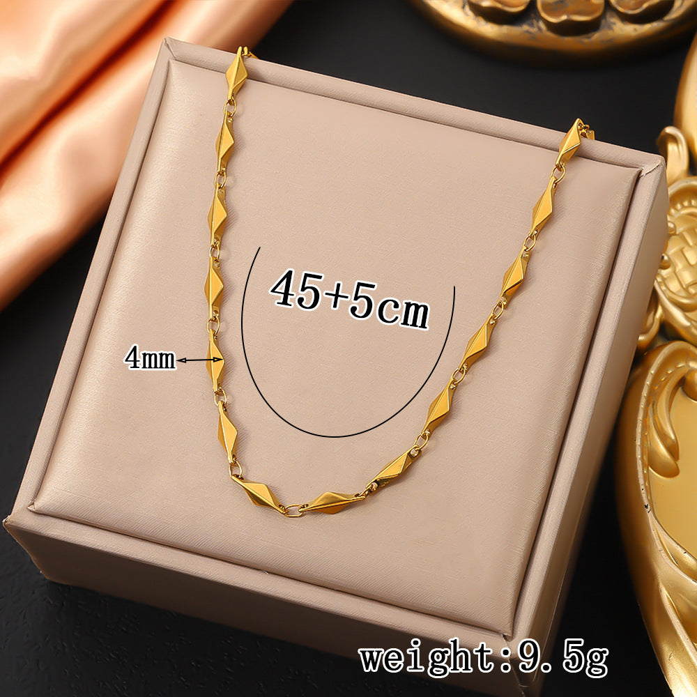Stainless steel ingot chain necklace, hot selling cross-border in Europe and America, women's collarbone chain, chain plated with 18K real gold titanium steel bracelet