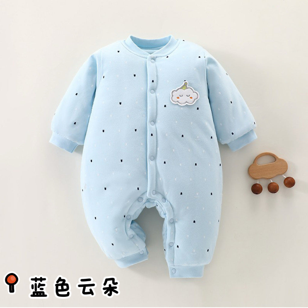 Winter baby cotton jumpsuit, Class A pure cotton, newborn baby clothes, thick cotton clothes, climbing clothes, baby children's clothing