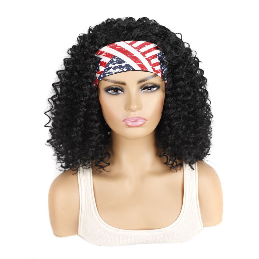 Ice silk hairbands, wigs, headgear, African women's short curly hair, deep wave wigs, factory direct sales, wholesale