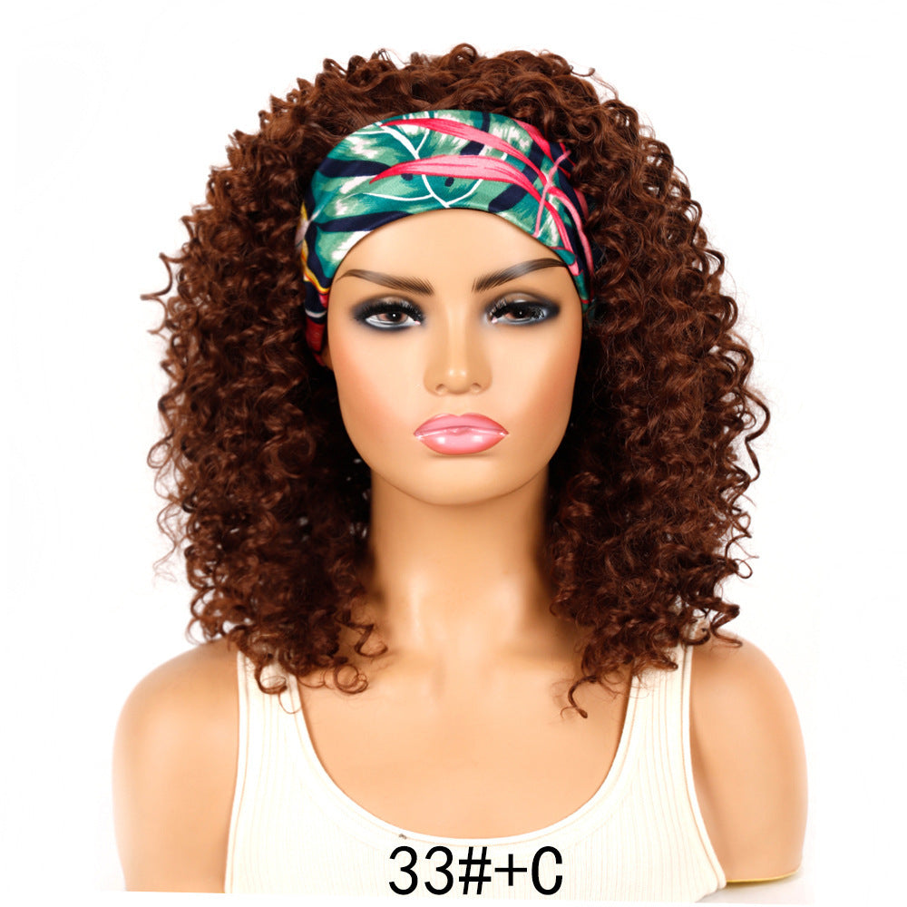 Ice silk hairbands, wigs, headgear, African women's short curly hair, deep wave wigs, factory direct sales, wholesale