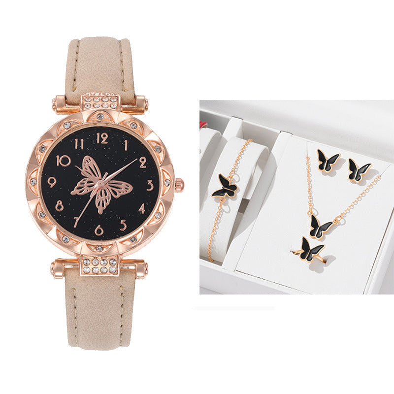 Cross border New Popular Women's Bracelet Watch Fashion Simple Butterfly Five piece Watch Set