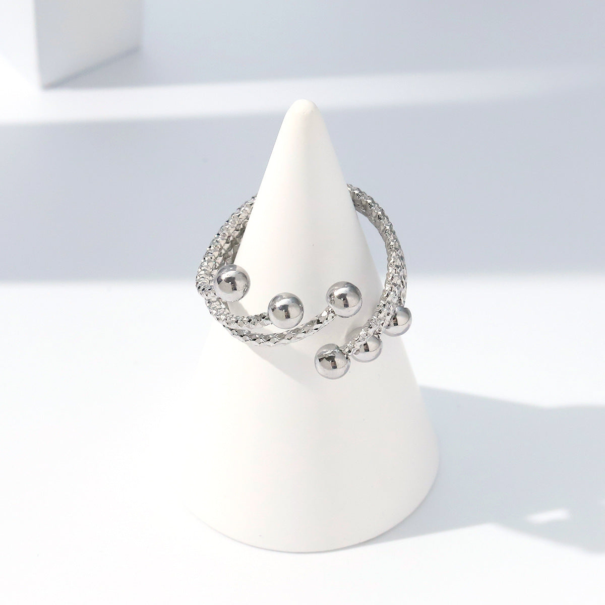 Cross border women's stainless steel bracelet ring set versatile and high-end ring vacuum plated 18K gold titanium steel bracelet