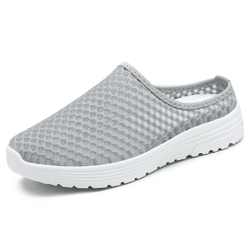 Shoes, women's summer slippers, cross-border plus size breathable mesh shoes, soft soles, one foot casual shoes, factory stock, straight hair