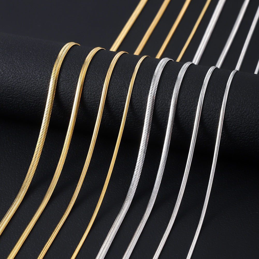 Cross border stainless steel push fit necklace, simple hip-hop snake bone chain, DIY accessory chain, women's collarbone titanium steel necklace