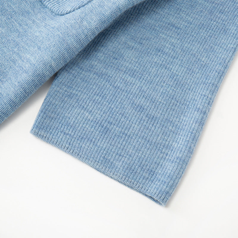 Stylish turtleneck sweater with short sleeves and buttons, 100% high-quality wool