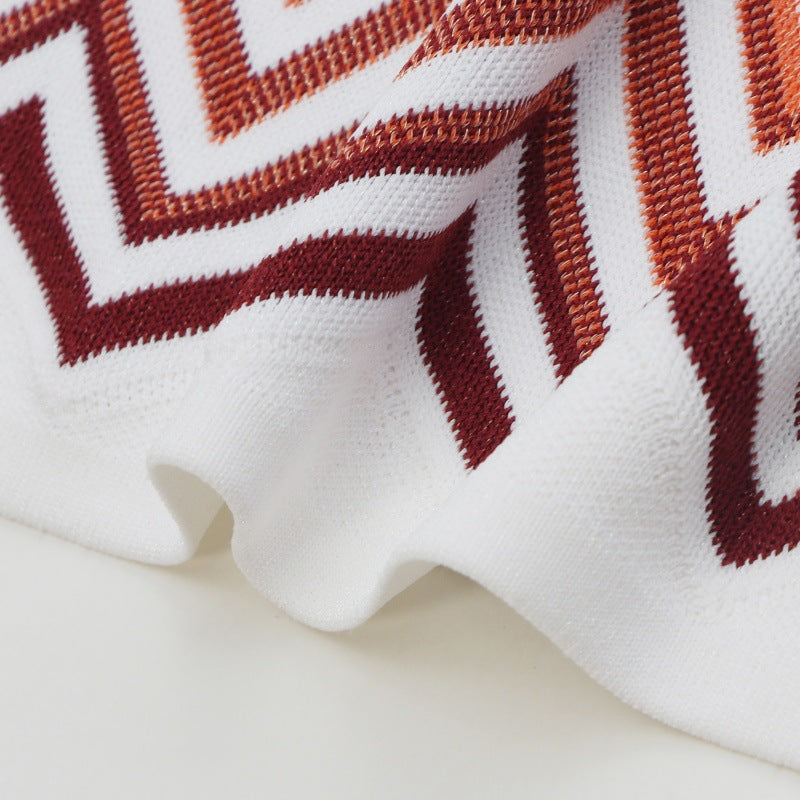 Italian knitwear set with wavy stripes, sleeveless, with high-waisted pants, high quality