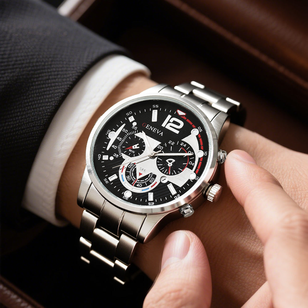 Six piece boxed watch men's steel strip fashion party party fashion watch men's gift men's gift