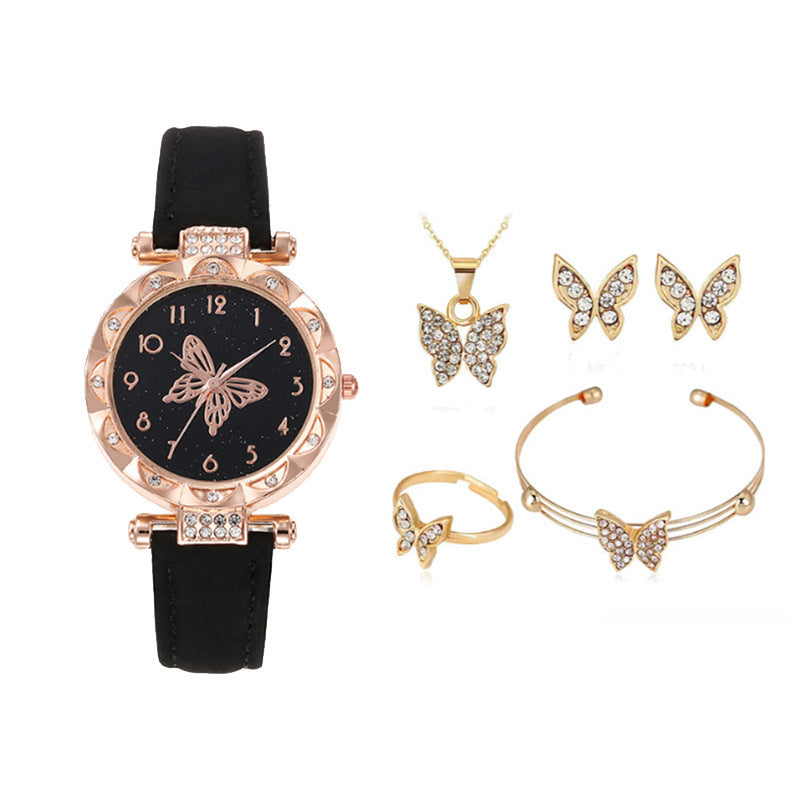 Cross border New Popular Women's Bracelet Watch Fashion Simple Butterfly Five piece Watch Set