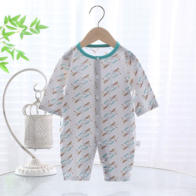 Baby jumpsuit summer thin A-level ice Doraemon Yukos Tencel newborn baby crawling suit closed Ha