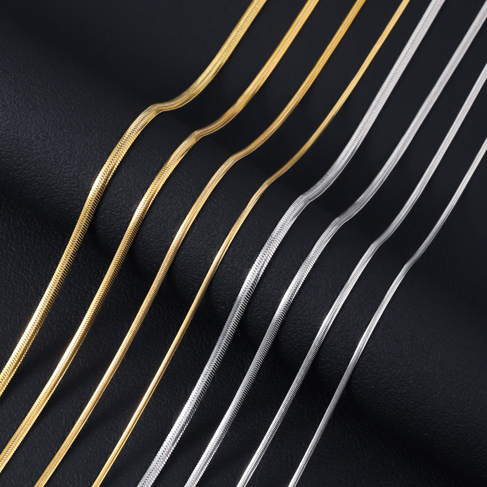 Cross border stainless steel push fit necklace, simple hip-hop snake bone chain, DIY accessory chain, women's collarbone titanium steel necklace