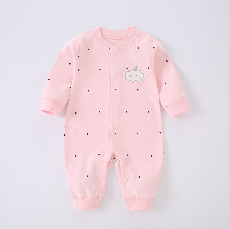 Spring and Autumn boneless newborn clothes, short sleeved pure cotton underwear, pajamas, climbing clothes, long sleeved comfortable new style