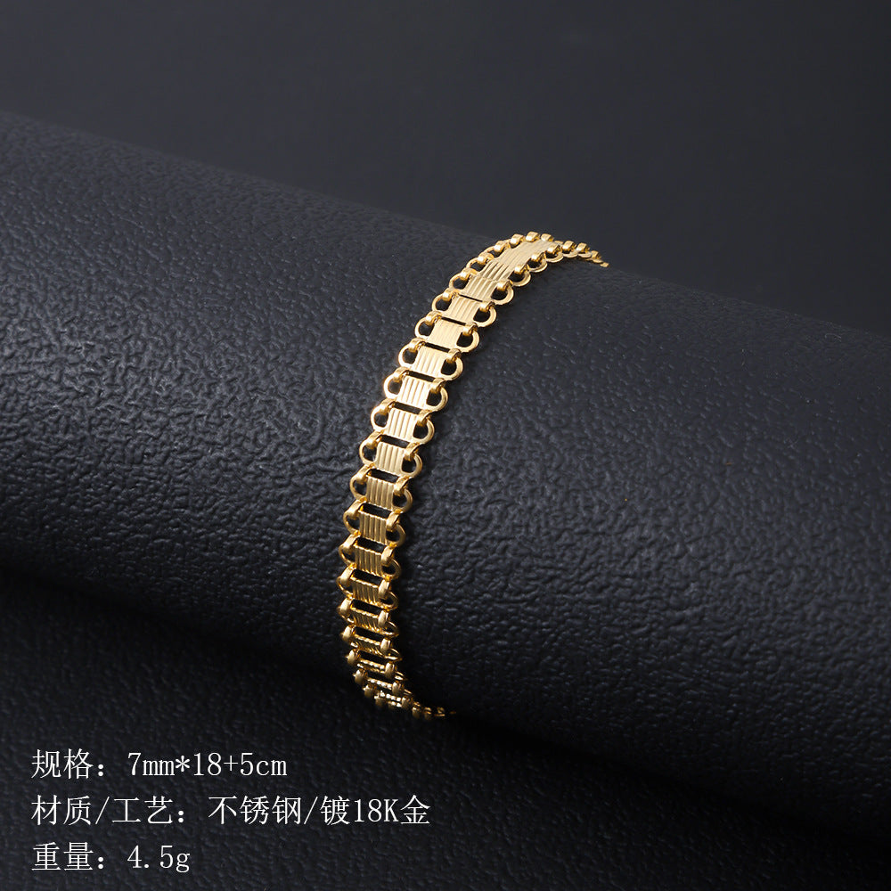 Stainless steel bracelet for women's cross-border fashion in Europe and America, plated with 18K gold, non fading and washable men's titanium steel bracelet