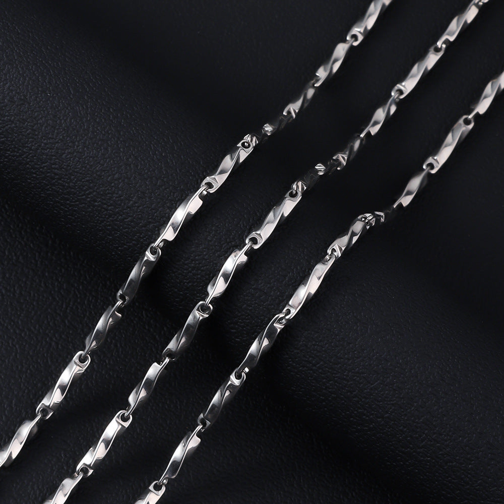 Stainless steel M ö bius twisted rod necklace, cross-border hot selling men's melon seed chain necklace, accessories with chain, titanium steel bracelet