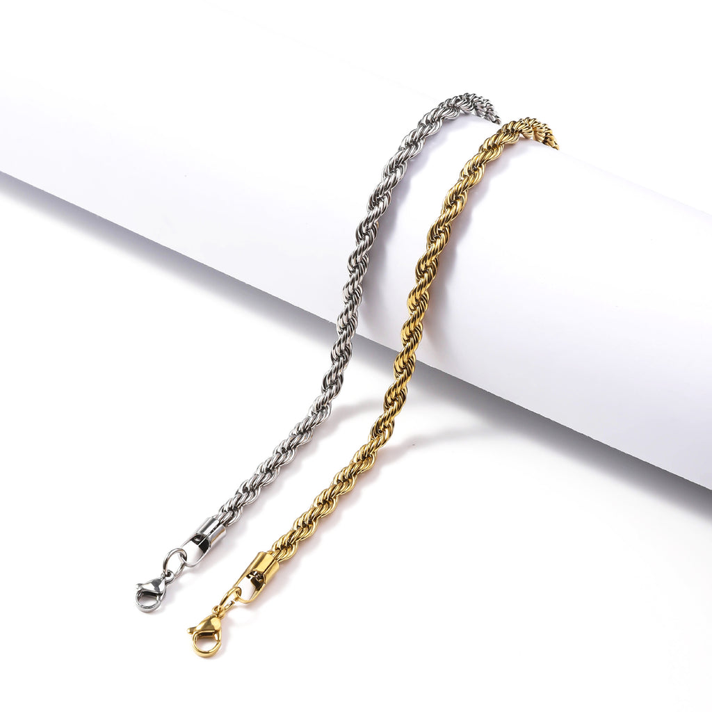 Hot Sale Stainless Steel Twist Bracelet Cross Border 18K Real Gold Color Preservation Galvanoplasty Unisex Titanium Steel Jewelry Bracelet